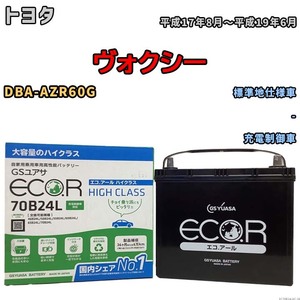 国産 バッテリー GSユアサ ECO.R HIGH CLASS トヨタ ヴォクシー DBA-AZR60G 平成17年8月～平成19年6月 EC70B24LHC