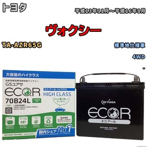 国産 バッテリー GSユアサ ECO.R HIGH CLASS トヨタ ヴォクシー TA-AZR65G 平成13年11月～平成16年8月 EC70B24LHC