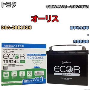 国産 バッテリー GSユアサ ECO.R HIGH CLASS トヨタ オーリス DBA-ZRE152H 平成21年10月～平成24年8月 EC70B24LHC