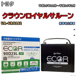 国産 バッテリー GSユアサ ECO.R HIGH CLASS トヨタ クラウンロイヤルサルーン UA-GRS182 平成15年12月～平成16年2月 EC90D23LHC