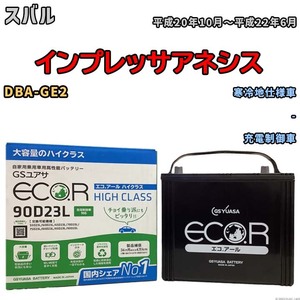 国産 バッテリー GSユアサ ECO.R HIGH CLASS スバル インプレッサアネシス DBA-GE2 平成20年10月～平成22年6月 EC90D23LHC