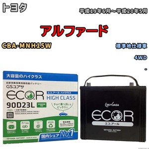 国産 バッテリー GSユアサ ECO.R HIGH CLASS トヨタ アルファード CBA-MNH15W 平成19年6月～平成20年5月 EC90D23LHC