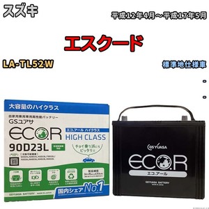 国産 バッテリー GSユアサ ECO.R HIGH CLASS スズキ エスクード LA-TL52W 平成12年4月～平成17年5月 EC90D23LHC