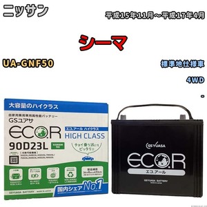 国産 バッテリー GSユアサ ECO.R HIGH CLASS ニッサン シーマ UA-GNF50 平成15年11月～平成17年4月 EC90D23LHC