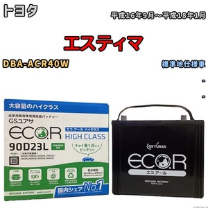 国産 バッテリー GSユアサ ECO.R HIGH CLASS トヨタ エスティマ DBA-ACR40W 平成16年9月～平成18年1月 EC90D23LHC