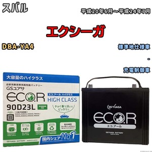 国産 バッテリー GSユアサ ECO.R HIGH CLASS スバル エクシーガ DBA-YA4 平成20年6月～平成24年7月 EC90D23LHC