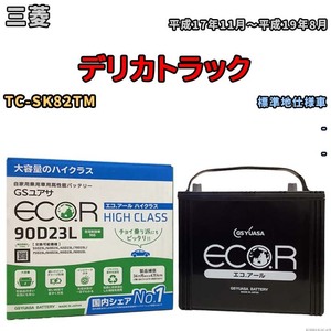 国産 バッテリー GSユアサ ECO.R HIGH CLASS 三菱 デリカトラック TC-SK82TM 平成17年11月～平成19年8月 EC90D23LHC