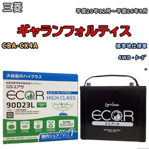 国産 バッテリー GSユアサ ECO.R HIGH CLASS 三菱 ギャランフォルティス CBA-CX4A 平成20年12月～平成26年8月 EC90D23LHC