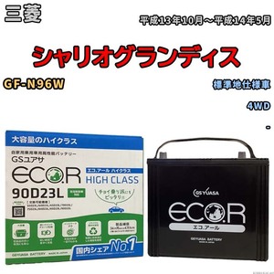 国産 バッテリー GSユアサ ECO.R HIGH CLASS 三菱 シャリオグランディス GF-N96W 平成13年10月～平成14年5月 EC90D23LHC