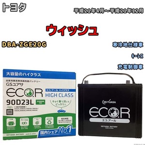 国産 バッテリー GSユアサ ECO.R HIGH CLASS トヨタ ウィッシュ DBA-ZGE20G 平成21年4月～平成21年12月 EC90D23LHC