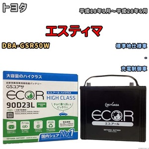 国産 バッテリー GSユアサ ECO.R HIGH CLASS トヨタ エスティマ DBA-GSR50W 平成18年1月～平成28年6月 EC90D23LHC
