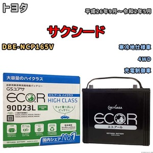 国産 バッテリー GSユアサ ECO.R HIGH CLASS トヨタ サクシード DBE-NCP165V 平成26年9月～令和2年5月 EC90D23LHC