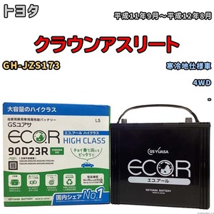 国産 バッテリー GSユアサ ECO.R HIGH CLASS トヨタ クラウンアスリート GH-JZS173 平成11年9月～平成12年8月 EC90D23RHC