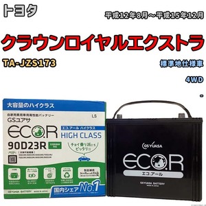 国産 バッテリー GSユアサ ECO.R HIGH CLASS トヨタ クラウンロイヤルエクストラ TA-JZS173 平成12年8月～平成15年12月 EC90D23RHC