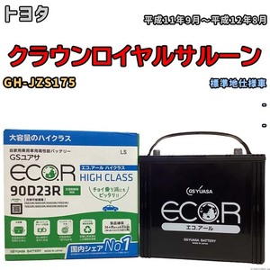 国産 バッテリー GSユアサ ECO.R HIGH CLASS トヨタ クラウンロイヤルサルーン GH-JZS175 平成11年9月～平成12年8月 EC90D23RHC