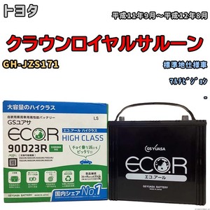 国産 バッテリー GSユアサ ECO.R HIGH CLASS トヨタ クラウンロイヤルサルーン GH-JZS171 平成11年9月～平成12年8月 EC90D23RHC