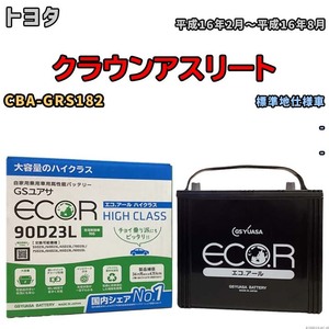 国産 バッテリー GSユアサ ECO.R HIGH CLASS トヨタ クラウンアスリート CBA-GRS182 平成16年2月～平成16年8月 EC90D23LHC