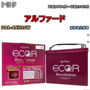 国産 バッテリー GSユアサ エコ.アール レボリューション トヨタ アルファード DBA-ANH10W 平成17年4月～平成20年5月 ERN6575B24L