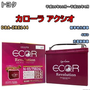 国産 バッテリー GSユアサ エコ.アール レボリューション トヨタ カローラ アクシオ DBA-ZRE144 平成18年10月～平成22年4月 ERN6575B24L