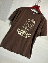 Peanuts COLLECTION ピーナッツコレクション　FLYING ACE スヌーピー　SNOOPY パイロットデザイン　焦げ茶　半袖 Tシャツ L ダークブラウン_画像8