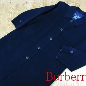 ★バーバリー Burberry★裏ノバチェック レディース カシミヤ混 ウールステンカラーコート ネイビー★R60407012Bの画像1