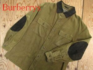 ★バーバリー BURBERRY★メンズ 人工皮革切替 コーデュロイシャツジャケット 裏ノバチェック★R60421008A