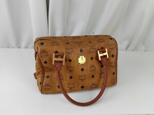  bag MCM M si- M handbag Mini Boston Visee tos pattern leather brown group lady's 