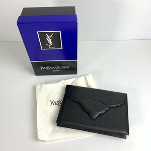 FUZ【中古品】 1円～ イブサンローラン ヴィンテージ レザークラッチバッグ ブラック 箱付き YSL 〈180-240417-NM-20-FUZ〉