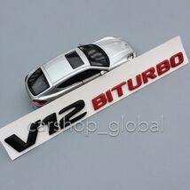 メルセデスベンツ AMG V12 BITURBO サイドエンブレム 2個 レッド w117 cla45 w205 c63 w212 e63 w207 w176 a45 x156 gla45 E300等_画像2