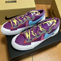 26.0cm KAWS × sacai × Nike Blazer Low Purple Dusk カウズ サカイ ナイキ ブレーザー ロー パープルダスク US8 新品 DM7901-500_画像5