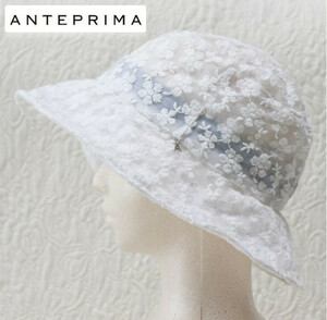  tag equipped [ Anteprima ] beautiful! total race flower embroidery auger nji- crocheted summer hat S-M adjustment possibility v4843
