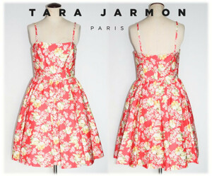 64,900円新品タグ付【TARA JARMON タラジャーモン】フランス製 ROSE柄 キャミワンピース ドレス チュニック 36(7号) v966