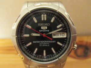 美品　廃盤モデル　正規品　セイコー　SEIKO　腕時計　セイコー5　7S36-00B0　裏スケ　100M　23石　黒文字盤　AT　自動巻き　動作品