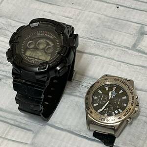 マリナーズ　イチロー Seattle Mariners クロノグラフ腕時計 & デジタルウォッチ　ブループラネット ジャンク品