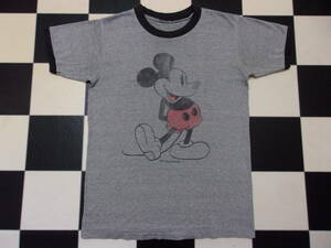 Vintage Disney Mickey Mouse リンガーTシャツ S位 70s 80s ビンテージ ディズニー ミッキーマウス トップス US古着