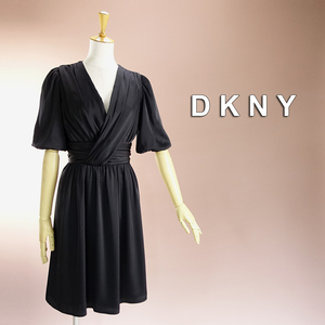 新品 DKNY 10/15号 ダナキャラン 黒 ワンピース パーティドレス 半袖 ブラック 結婚式二次会 フォーマル お呼ばれ 発表会 演奏会 輝35W1903