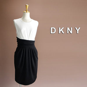 新品 DKNY 14/19号 ダナキャラン 黒 白 ワンピース パーティドレス ブラック 大きいサイズ 結婚式 二次会 フォーマル お呼ばれ 凛39W2203