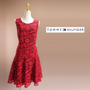  new goods Tommy Hilfiger 12/17 number red black floral print embroidery One-piece party dress large size wedding two next . formal . call .47W2603