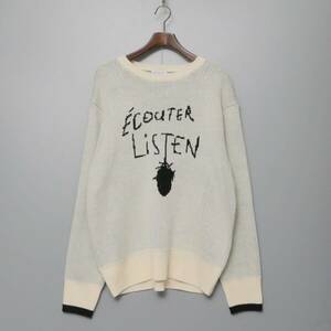 TH3795□定価1.5万円*エトラリウム/Etrarium*宮川大聖/みやかわくん*KOKORO Jacquard knit*長袖*クルーネックセーター*オフ白系*メンズ*F