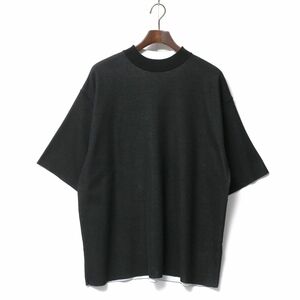 TG9538▽パブリックトウキョウ/PUBLIC TOKYO*くるりサマーニット Tシャツ*メンズ2*リバーシブル/半袖/モックネック*ブラック×ホワイト