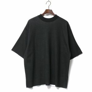 TG9538▽パブリックトウキョウ/PUBLIC TOKYO*くるりサマーニット Tシャツ*メンズ2*リバーシブル/半袖/モックネック*ブラック×ホワイトの画像1
