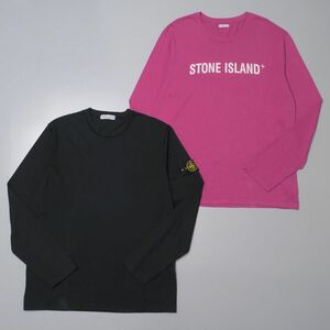 TH3728 イタリア製 ストーンアイランド/STONE ISLAND/2点セット/長袖Tシャツ/ロンT/メンズ/ブラック/ピンク系/カットソー/コットン