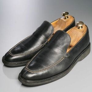 W1563//*パラブーツ/Paraboot*サイズ5.5/Uチップ/レザースリッポン/ローファー/革靴/黒/ブラック