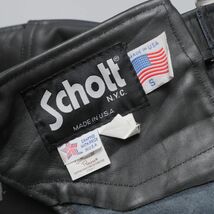 TH3225：USA製*Schott/ショット*メンズ*Lot.401*レザーチャップス*レザーパンツ*オーバーパンツ*S*ブラック_画像5