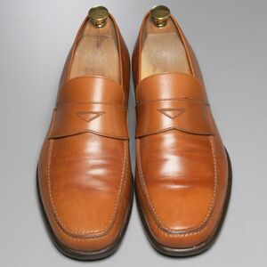 GP7230// Italy made * Ermenegildo Zegna * men's 7.5EE/ coin Loafer /pe knee Loafer / leather slip-on shoes / leather shoes / tea / Brown 