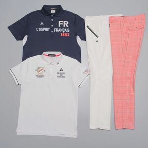 TH4040□定価総額約4.7万円*ルコックスポルティフ/le coq sportif GOLF COLLECTION*ゴルフウエア 4点セット*半袖ポロシャツ+パンツ*メンズ