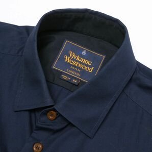 GP1793□イタリア製*ヴィヴィアンウエストウッド マン/Vivienne Westwood MAN*オーブ刺繍*長袖*レギュラーカラーシャツ*紺系*メンズ*size4の画像4