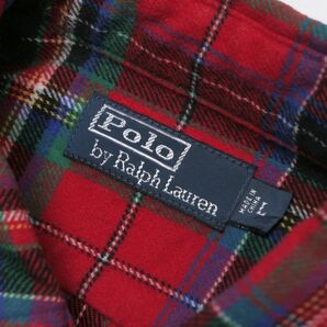 GP8044▽ポロラルフローレン/POLO by Ralph Lauren*メンズL*チェックシャツ/コットン ネルシャツ/長袖シャツ*レッド系の画像7