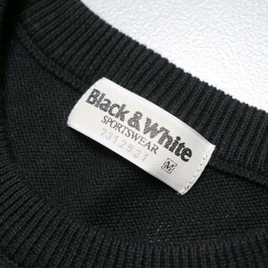 TH3675◇ブラック＆ホワイト/Black & White メンズM 犬柄 コットンニット クルーネックセーター ブラック系の画像5