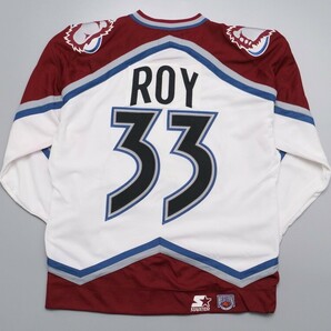 TD1403◇90s NHL コロラドアバランチ スターター製 アイスホッケー 背番号33 ROY ゲームシャツ ジャージ ユニフォーム M 白×ボルドー系の画像6